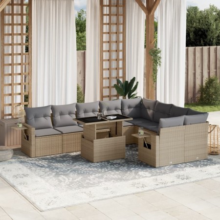 Juego de sofás jardín con cojines beige 10 pzas ratán sintético de , Conjuntos de jardín - Ref: Foro24-3268129, Precio: 633,7...