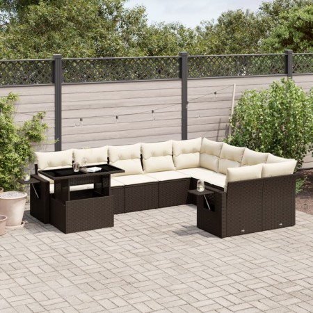 Set de sofás de jardín 10 pzas y cojines ratán sintético marrón de , Conjuntos de jardín - Ref: Foro24-3268143, Precio: 675,8...