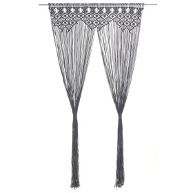 Cortina de macramé algodón gris antracita 140x240 cm de vidaXL, Cortinas y visillos - Ref: Foro24-323995, Precio: 50,82 €, De...