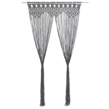 Cortina de macramé algodón gris antracita 140x240 cm de vidaXL, Cortinas y visillos - Ref: Foro24-323995, Precio: 49,89 €, De...