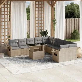Set de sofás de jardín 11pzas con cojines ratán sintético beige de , Conjuntos de jardín - Ref: Foro24-3268169, Precio: 724,9...