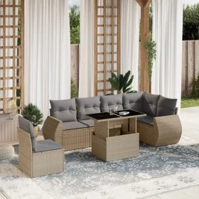 Set sofás de jardín 7 piezas y cojines ratán sintético beige de , Conjuntos de jardín - Ref: Foro24-3268569, Precio: 518,96 €...