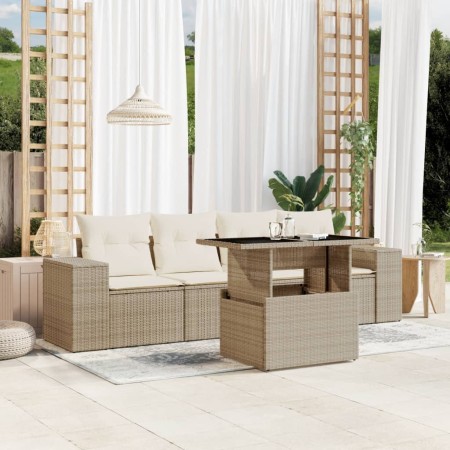 Juego de sofás jardín con cojines 5 pzas ratán sintético beige de , Conjuntos de jardín - Ref: Foro24-3268988, Precio: 383,72...