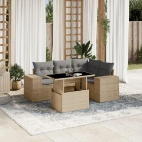 Juego de sofás jardín con cojines 5 pzas ratán sintético beige de , Conjuntos de jardín - Ref: Foro24-3269139, Precio: 401,22...