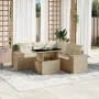 Gartensofa-Set mit 6-teiligen Kissen aus synthetischem Rattan in Beige. von , Gartensets - Ref: Foro24-3269158, Preis: 492,46...
