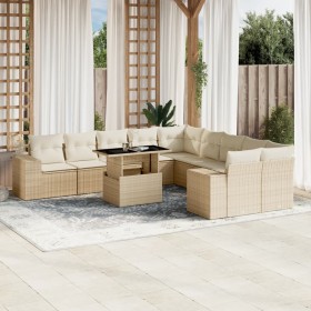 Set de sofás de jardín 11pzas con cojines ratán sintético beige de , Conjuntos de jardín - Ref: Foro24-3269428, Precio: 750,5...