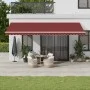 Toldo retráctil manual con luces LED burdeos 600x350 cm de , Toldos - Ref: Foro24-3214995, Precio: 752,97 €, Descuento: %
