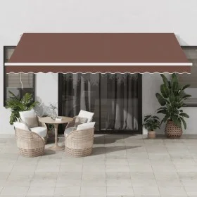 Toldo retráctil manual con luces LED marrón 450x350 cm de , Toldos - Ref: Foro24-3215392, Precio: 403,04 €, Descuento: %
