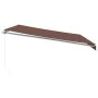 Toldo retráctil manual con luces LED marrón 450x350 cm de , Toldos - Ref: Foro24-3215392, Precio: 403,04 €, Descuento: %