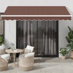 Toldo retráctil automático con luces LED marrón 350x250 cm de , Toldos - Ref: Foro24-3215378, Precio: 486,86 €, Descuento: %