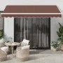 Toldo retráctil automático con luces LED marrón 350x250 cm de , Toldos - Ref: Foro24-3215378, Precio: 486,86 €, Descuento: %