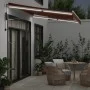 Toldo retráctil automático con luces LED marrón 350x250 cm de , Toldos - Ref: Foro24-3215378, Precio: 486,86 €, Descuento: %