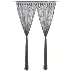 Cortina de macramé algodón gris antracita 140x240 cm de vidaXL, Cortinas y visillos - Ref: Foro24-323994, Precio: 42,13 €, De...