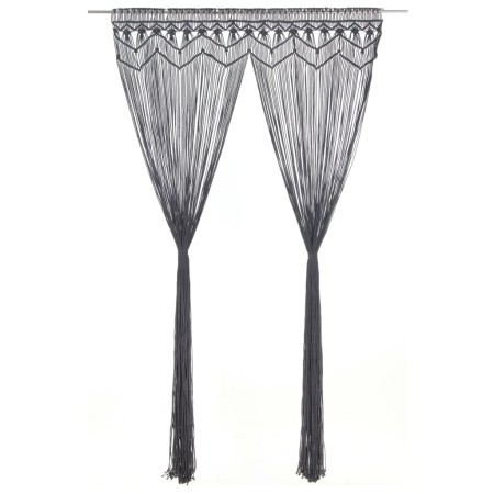 Cortina de macramé algodón gris antracita 140x240 cm de vidaXL, Cortinas y visillos - Ref: Foro24-323994, Precio: 42,80 €, De...