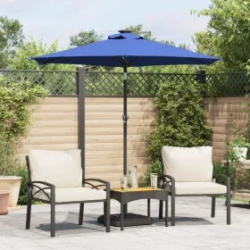 Sombrilla jardín con luces LED poste acero azul 225x225x212 cm de , Sombrillas - Ref: Foro24-4005073, Precio: 75,02 €, Descue...