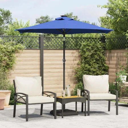 Sombrilla jardín con luces LED poste acero azul 225x225x212 cm de , Sombrillas - Ref: Foro24-4005073, Precio: 75,02 €, Descue...
