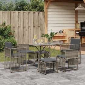 Set comedor jardín 7 pzas y cojines ratán sintético gris de , Conjuntos de jardín - Ref: Foro24-369011, Precio: 290,06 €, Des...