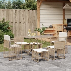 Set comedor de jardín 7 pzas con cojines ratán sintético beige de , Conjuntos de jardín - Ref: Foro24-369013, Precio: 291,15 ...