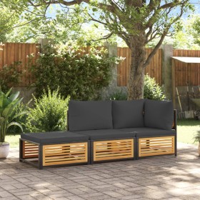 Set de sofás de jardín con cojines 3 pzas madera maciza acacia de , Conjuntos de jardín - Ref: Foro24-3214903, Precio: 380,97...