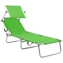 Klappbare Sonnenliege mit apfelgrünem Stahldach von vidaXL, Liegen - Ref: Foro24-310325, Preis: 63,28 €, Rabatt: %