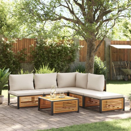 Set de sofás de jardín con cojines 6 pzas madera maciza acacia de , Conjuntos de jardín - Ref: Foro24-3214929, Precio: 688,19...