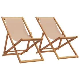 Sillas de playa plegables 2 unidades tela y madera maciza taupe de , Sillas de jardín - Ref: Foro24-3214499, Precio: 128,83 €...