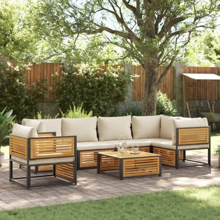 Set de sofás de jardín con cojines 7 pzas madera maciza acacia de , Conjuntos de jardín - Ref: Foro24-3214915, Precio: 935,10...