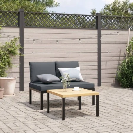 Banco de jardín con cojines aluminio negro de , Bancos de jardín - Ref: Foro24-4008570, Precio: 166,10 €, Descuento: %