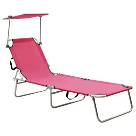 Tumbona plegable con toldo de acero rosa magenta de vidaXL, Tumbonas - Ref: Foro24-310327, Precio: 69,19 €, Descuento: %