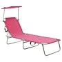 Tumbona plegable con toldo de acero rosa magenta de vidaXL, Tumbonas - Ref: Foro24-310327, Precio: 69,19 €, Descuento: %