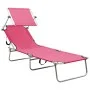 Tumbona plegable con toldo de acero rosa magenta de vidaXL, Tumbonas - Ref: Foro24-310327, Precio: 69,19 €, Descuento: %