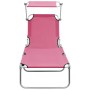 Tumbona plegable con toldo de acero rosa magenta de vidaXL, Tumbonas - Ref: Foro24-310327, Precio: 82,56 €, Descuento: %