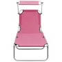 Tumbona plegable con toldo de acero rosa magenta de vidaXL, Tumbonas - Ref: Foro24-310327, Precio: 69,19 €, Descuento: %