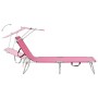 Tumbona plegable con toldo de acero rosa magenta de vidaXL, Tumbonas - Ref: Foro24-310327, Precio: 82,56 €, Descuento: %