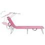 Tumbona plegable con toldo de acero rosa magenta de vidaXL, Tumbonas - Ref: Foro24-310327, Precio: 69,19 €, Descuento: %