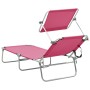 Tumbona plegable con toldo de acero rosa magenta de vidaXL, Tumbonas - Ref: Foro24-310327, Precio: 82,56 €, Descuento: %