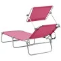 Tumbona plegable con toldo de acero rosa magenta de vidaXL, Tumbonas - Ref: Foro24-310327, Precio: 69,19 €, Descuento: %