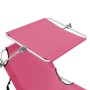Tumbona plegable con toldo de acero rosa magenta de vidaXL, Tumbonas - Ref: Foro24-310327, Precio: 82,56 €, Descuento: %
