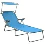 Tumbona con toldo de acero acero azul de vidaXL, Tumbonas - Ref: Foro24-310336, Precio: 82,92 €, Descuento: %