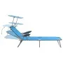 Sun lounger with steel awning blue steel by vidaXL, Loungers - Ref: Foro24-310336, Price: 82,92 €, Discount: %