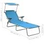 Sun lounger with steel awning blue steel by vidaXL, Loungers - Ref: Foro24-310336, Price: 82,92 €, Discount: %