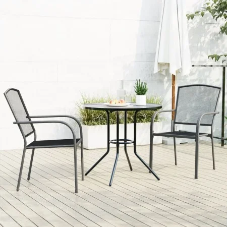 Sillas jardín apilables 3 pzas acero recubrimiento polvo gris de , Conjuntos de jardín - Ref: Foro24-3283756, Precio: 205,17 ...