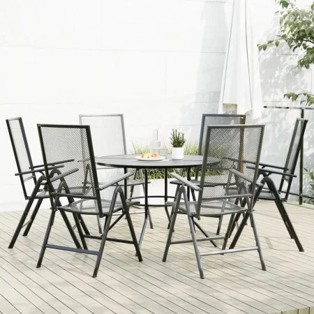 Set de sillas jardín reclinables 7 piezas acero antracita de , Conjuntos de jardín - Ref: Foro24-3283763, Precio: 444,36 €, D...