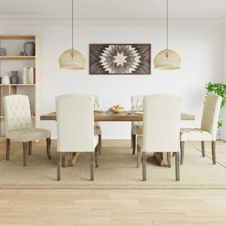 Sillas de comedor 6 unidades tela con apariencia de lino beige de , Sillas de comedor - Ref: Foro24-3309176, Precio: 816,07 €...
