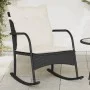 Silla mecedora de jardín con cojines ratán sintético negro de , Sillas de jardín - Ref: Foro24-369018, Precio: 95,29 €, Descu...