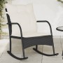 Silla mecedora de jardín con cojines ratán sintético negro de , Sillas de jardín - Ref: Foro24-369018, Precio: 87,91 €, Descu...