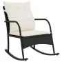Silla mecedora de jardín con cojines ratán sintético negro de , Sillas de jardín - Ref: Foro24-369018, Precio: 95,29 €, Descu...