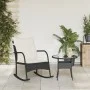 Silla mecedora de jardín con cojines ratán sintético negro de , Sillas de jardín - Ref: Foro24-369018, Precio: 95,29 €, Descu...