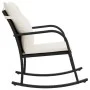 Silla mecedora de jardín con cojines ratán sintético negro de , Sillas de jardín - Ref: Foro24-369018, Precio: 95,29 €, Descu...