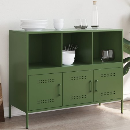 Aparador acero verde oliva 100,5x39x79 cm de , Aparadores - Ref: Foro24-843094, Precio: 166,19 €, Descuento: %